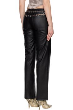 Black Marco Faux-Leather Pants by Miaou on Sale Sleek Faux Leather Formal Bottoms, Sleek Trousers With Belt Loops, Sleek Straight Pants With Belt Loops, Formal Faux Leather Trousers, Formal Wide Leg Faux Leather Pants, Sleek Formal Straight Leg Leather Pants, Formal High-waisted Faux Leather Pants, Modern Faux Leather Pants For Fall, Sleek Straight Leg Leather Pants For Formal Occasions