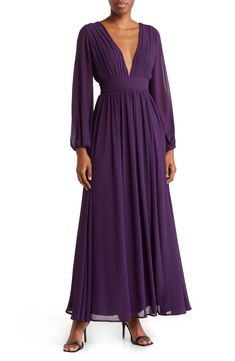 Love By Design Iris V-Neck Long Sleeve Maxi Dress | Nordstromrack Maxi Dress With Long Sleeves, Purple Long Dress, Purple Maxi Dress, Daytime Dresses, Dress With Long Sleeves, Sleek Style, Sleeve Maxi Dress, Long Sleeve Maxi, Sleek Fashion