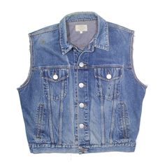 ARMANI Customised CRAMPS Denim Gilet Blue Mens L Denim Gilet, Blue Denim, Cuff, Collar, Blue