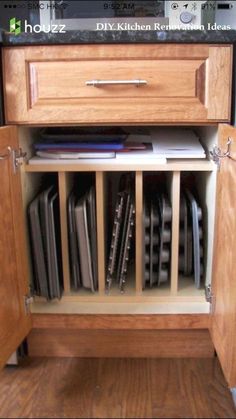 an open cabinet with files and folders in it