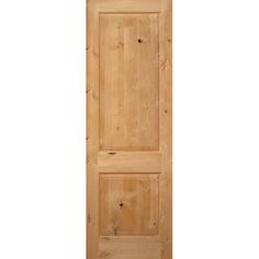 the door is made from wood and has two panels on each side, with one panel missing