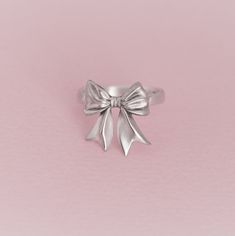 Formal Sterling Silver Ribbon Jewelry, Formal Sterling Silver Jewelry With Ribbon, Silver Jewelry With Decorative Bow As Gift, Dainty Party Jewelry With Ribbon, Elegant Sterling Silver Butterfly Ring, Handmade Sterling Silver Rings For Party, Dainty Ribbon Jewelry For Gifts, Silver Jewelry Gift Wrapped For Gift, Gift Wrapped Silver Jewelry