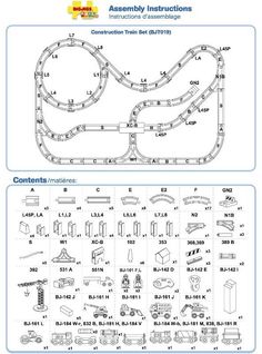 the layout and instructions for a model train set, including track plans and accessories to make it