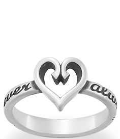 From James Avery&#x2C; this ring features: Forever and Always Heart Ring Inspired by one of our most popular designs the Forever and Always Heart Charm this sterling silver ring from James Avery symbolizes eternal connection. It features two scrolled ribbons that become one heart&#x2C; with the words forever and always along the band.Sterling silverAvailable in whole and half sizes 4-10Approx. 0.375" wideCrafted in America using the world's fines James Avery Promise Rings, James Avery Rings, James Avery Charms, Casual Rings, James Avery Jewelry, Forever And Always, Sterling Silver Jewelry Rings, Popular Designs, James Avery