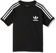 Casual Black T-shirt With Three Stripes, Black Cotton T-shirt With Three Stripes, Black Cotton Tops With Three Stripes, Black Cotton Top With Three Stripes, Black T-shirt With Three Stripes, Black White, California, Adidas, Black And White