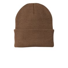 "Find the Port & Company® Knit Cap at Michaels. com. Keep your head well covered during cooler weather in our cap that has a 3-inch folding cuff for easy embroidery. Keep your head well covered during cooler weather in our cap that has a 3\" folding cuff for easy embroidery. Details: Available in multiple colors 100% acrylic | Port & Company® Knit Cap in Brown | Michaels®" Solid Color Bonnet For Cold Weather, Basic Winter Cap, Basic Outdoor Winter Hat, Basic Adjustable Winter Hat, Basic Warm Beanie Cap, Basic Outdoor Hat For Winter, Basic Winter Hats, Basic Warm Beanie Hat, Basic Beanie For Cold Weather