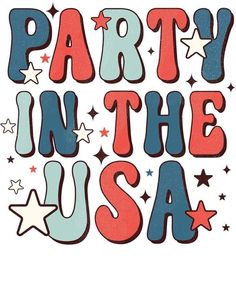 party in the usa with stars and confetti