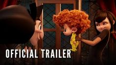 an animated image of two children in front of a red curtain with the words, official trailer