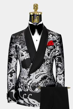 You searched for tuxedo - Gentleman's Guru Black And Silver Tuxedo, Silver Tuxedo, Paisley Tuxedo, Bank Heist, Nice Suits, Tuxedo Prom, Suits Business, Prince Cake, Formal Attire For Men