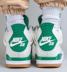 Jordan 4 Green, Nike Air Jordan 4 Retro, Basketball Shoes For Men, Nike Air Jordan 4, Nike Shoes (men), Retro Basketball Shoes, White Jordans, Jordan 4s, Green Details