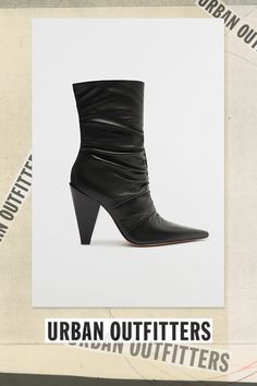 The Lynns are elegant booties featuring ruched detailing on the upper and a triangular mid heel, perfect for wearing with a denim jacket and a midi or maxi skirt for the ultimate fall weather outfit. Content + Care Leather Upper, Leather Lining, Leather Outsole Spot Clean Imported Size + Fit Heel Height: 4.33" | Schutz Lynn Ruched Bootie in Black, Women's at Urban Outfitters Chic Winter Boots With Padded Heel, Chic Mid-calf Boots With Medium Width For Fall, Trendy Fitted Mid-calf Boots For Fall, Chic Fitted Mid-calf Boots For Work, Chic Medium Width Mid-calf Boots For Fall, Chic Fitted Mid-calf Boots For Fall, Fall High Heel Mid-calf Boots With Padded Heel, Chic Pointed Toe Heeled Boots For Fall, Spring Night Out Heeled Boots With Sculpted Heel