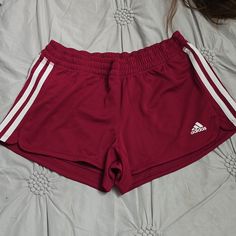 Never Worn Adidas Pacer 3 Stripes Slim Fit Knit Shorts. Smoke Free Home. Stretch Adidas Shorts With Three Stripes, Casual Stretch Athletic Shorts With Three Stripes, Adidas Red Workout Bottoms, Adidas Stretch Casual Shorts, Casual Adidas Shorts With Stretch, Adidas Casual Stretch Shorts, Shorts Adidas, Adidas Track, Track Shorts