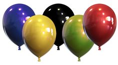 five balloons are shown in different colors