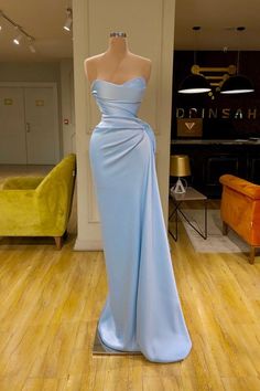 Unique Cross Sweetheart Light Blue Soft-pleated Long Prom Dress-Ballbella Sky Blue Prom Dress, Cheap Prom Dresses Long, Mermaid Sweetheart, Evening Dress Long, Evening Party Dresses, Strapless Evening Dress, Prom Dresses Long Mermaid, Strapless Prom Dress, Strapless Prom Dresses