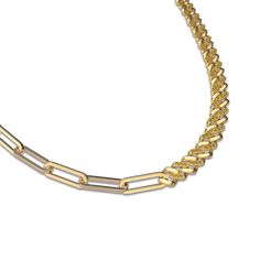 Design: Embracing the essence of inclusiveness and uniqueness, Pascal Fusion Series exudes finess. This necklace combines a link chain with a curb chain, available in yellow gold vermeil and white gold vermeil. | Gold Color: 18K Gold Vermeil (Not to be confused with regular gold plating, our vermeil is a thick layer of 18k solid gold on sterling silver meaning it will last longer. You get the look & feel of gold jewelry at a fraction of the price) Silver Color: Sterling Silver (925 Sterling Silv White Gold Necklace With Link Chain, Gold Plated Link Chain Necklace Fine Jewelry, Elegant Gold Cuban Link Necklace With Cable Chain, Fine Jewelry Yellow Gold Chain Link Necklace, White Gold Plated Adjustable Chain Necklace, White Gold Necklace With Figaro Chain Link, Classic Curb Chain Necklace With Rectangular Links, Curb Chain Link Necklace, Everyday Luxury Link Chain Necklace