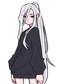 An Anime, White Hair, White, Black