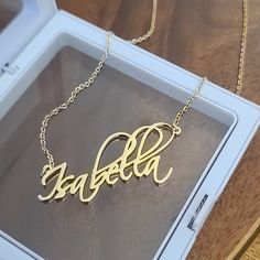 A Custom Made Isabella Name Necklace. 18k Gold Plated Stainless Steel. 40 Cm. Brand New! Isabella Name, Heartbeat Necklace, Three Strand Necklace, Paper Beads Necklace, Charm Choker Necklace, Crystal Heart Necklace, Candy Necklaces, Swarovski Crystal Hearts, Hamsa Pendant