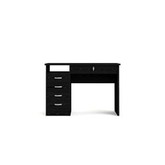 a black desk with drawers on it