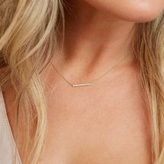 Diamond Pave Bar Necklace – Baby Gold Horizontal Bar Necklace, Bar Necklaces, Diamond Bar Necklace, Horseshoe Necklace, Sparkle Necklace, Bar Stud Earrings, Gold Bar Necklace, Diamond Bar, 14k Gold Necklace