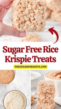 sugar free rice krispie treats with text overlay