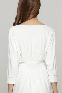 White A-line V-neck Cocktail Dress with Sleeves Cocktail Dress With Sleeves, Cut Out Prom Dresses, Cocktail Dresses With Sleeves, Long Sleeve Bandage Dress, White Prom, V Neck Cocktail Dress, A Line Cocktail Dress, High Low Prom Dresses, Satin Homecoming Dress