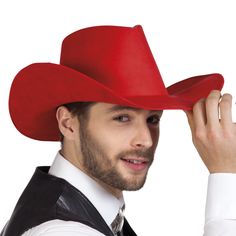 Luxury Rigid Cowboy Hat For Western-themed Events, Novelty Hats For Western-themed Events, Red Western-style Party Hat, Glen Powell Twisters Cowboy Hat