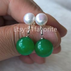 Jewelry: real cultured fresh water pearl, Malay jade Size: pearl size about 7.5-8mm; jade size about 12mm Shape: round; pearl--flat round shape Grade: AAA  Length: - Metal: alloy Shipping: I will send out your order in 1-5 business days. Usually will take about 7-25 business days.  Good luck! Green Round Pearl Earrings For Formal Occasions, Green Pearl Earrings For Formal Occasions, Elegant Jade Earrings For Wedding, Green Round Pearl Drop Jewelry, Jade Pearl Drop Earrings As Gift, Jade Round Earrings For Wedding, Round Jade Earrings For Wedding, Green Jade Earrings For Wedding, Elegant Round Jade Earrings For Weddings