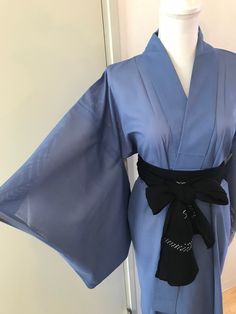 Women's kimono / summer kimono Color / blue Material / polyester Care/dry cleaning Obi Belt/ Not include Condition / good in antique, some stains **Not included belt** Please look belt↓ https://www.etsy.com/shop/japanesekimonosasara/?etsrc=sdt&section_id=24821398 Height (shoulder to hem)/ 154cm half Width/ 60cm Sleeve length/ 52.5cm Shipping to USA/ let me know your phone numbers when you buy. I have to write it when I use express shipping by Yamato. Kimono Outfit Japanese Anime, Kimono Outfit Japanese, Japanese Kimono Traditional, Kimono Traditional, Kimono Japanese, Kimono Outfit, Dress Kimono, Blue Kimono, Kimono Vintage