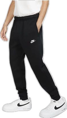 Nike Sportswear Club Fleece, Fleece Joggers, Nike Sportswear, Jogger Pants, Large Black, Black Pants, Nike, Black And White, Collage