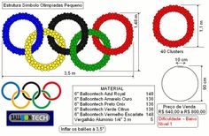 the olympic rings are shown in different colors and sizes, with numbers on each side