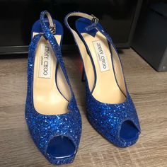 These Are Perfect “Something Blue” Wedding Shoes! 4-5 Inch Heel (Approx). Never Worn, Only Tried On Indoors. Do Not Have A Box But These Are Brand New. Size 37.5 But Fit Like A 6.5-7. Beautiful And Comfortable Since There Is About A 0.5 Inch Platform For Support! Blue Slingback Pumps With Round Toe For Party, Blue Open Toe Slingback Pumps For Party, Blue Round Toe Slingback Pumps For Evening, Blue Slingback Pumps With Round Toe For Evening, Blue Open Toe Slingback Pumps For Evening, Blue Slingback Heels For Party, Blue Open Heel Wedding Shoes For Evening, Blue Glitter Heels For Evening, Blue Glitter Evening Heels