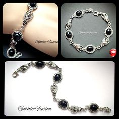 Hello, today I have for you a black version of my victorian gothic vampire bat bracelet. Ornate link bracelet embellished with black onyx and clear crystals for a touch of sparkle. Small extender chain added to each bracelet for adjustment if needed. Please measure your wrist carefully before ordering to ensure a good fit. Thank you for looking. Any questions please ask before purchasing. Please note my work is costume jewellery and made with mixed base and alloy metals NOT precious metals unles Victorian Gothic Vampire, Vampire Bride, Bat Jewelry, Gothic Bracelet, Gothic Vampire, Vampire Bat, Gothic Wedding, Star Bracelet, Victorian Gothic