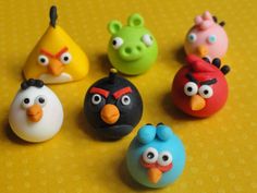 the angry birds are all different colors and sizes