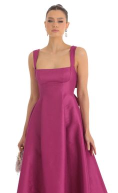 Fit and Flare Maxi Dress in Dark Pink | LUCY IN THE SKY Square Neck Mini Dress With Tie Back For Party, Party Mini Dress With Square Neck And Tie Back, Fitted A-line Midi Dress With Tie Back, Elegant Mini Dress With Tie Back And Square Neck, Elegant Mini Dress With Square Neck And Tie Back, A-line Mini Dress With Tie Back And Fitted Bodice, Evening Mini Dress With Straight Neckline And Tie Back, Evening Mini Dress With Tie Back And Straight Neckline, Evening Mini Dress With Square Neck And Tie Back