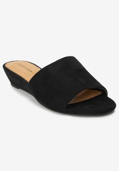 A modern, slip-on silhouette crafted from supple suede-like or fabric material. Inside elastic gore for all-day comfort. PS: There will be variations in Wedge Mules, London Gifts, Platinum Credit Card, Thermal Sweater, Low Wedges, Slip On Mules, Swimsuits For All, Silhouette Crafts, Leather Shops