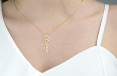 "Minimalist Name Necklace * Perfect Gift Name Necklace * Gold Name Necklace * Name Necklace * Custom Mom Necklace * Gift for Her All of our products are made of high quality 925 Sterling Silver. These necklaces beautifully catch the light and leave a gleaming impression! Energetic, unique, and wonderfully dynamic. Like you, our Necklace is full of personality! It makes for a glorious gift or a personal treat for yourself. Available in; 100% 14k Gold Filled, Sterling Silver, or Rose Gold Filled ( Pendant Name Necklace For Birthday, Elegant Customized Charm Necklaces For Birthday, Elegant Handmade Name Necklace For Birthday, Silver Name Necklace, Name Necklace Silver, Name Necklace Gold, Box Necklace, Gold Name Necklace, Chain Extenders