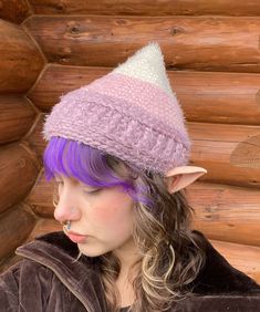 The Willow Bud fisherman is the cutest little acorn beanie with its unique slightly pointed design🌿 Made of super soft materials, this hat is so comfortable you'll forget you're even wearing it!  🌱 one of a kind 🍦  🌱 aqua vine tassels  🌱 all synthetic materials 🌱 one size fits most (fits S-L heads) My head is 22in and it fits nicely over my ears. This hat is a bit larger than the all pink one.  Washing instructions: machine wash cold in delicates bag, lay flat to dry. Pattern: Willow Bud (Bonnet) by @the.entangled.fae Handmade with love by Miran in Qathet, BC, on  traditional Tla'amin Nation Lands. Follow me on Instagram @coastal_critter Winter Bucket Hat One Size, Fitted Knit Beanie Cap, Trendy Winter Mini Hats With Curved Brim, Trendy Mini Hats With Curved Brim For Winter, Adjustable Knit Cap, Fitted Knit Beanie Bonnet, Trendy Winter Beanie Mini Hat, Adjustable Knit Hats For Fall, Adjustable Cozy Beanie Bonnet