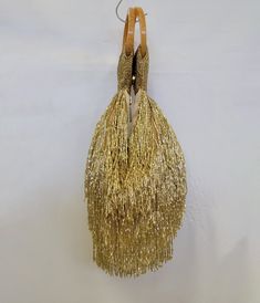 Gold Beaded Fringe Wristlet - Unique Vintage - Womens, ACCESSORIES, FLAPPER Sweet Earrings, January 2024, Beaded Fringe, Modern Round, Zip Top, Gold Beads, Magnetic Closure, Memorial Day, Unique Vintage