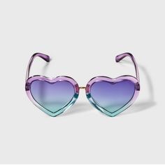 Girls' Heart Sunglasses - Cat & Jack™ Purple/Blue Purple Sunglasses, Girls Heart, Tour Outfits, Heart Shaped Sunglasses, Beads Bracelet Design, Heart Sunglasses, Bracelet Design, Blue Frames, Kids Sunglasses