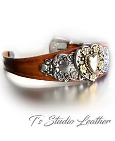 Ts Studio Leather Bracelet Jewelry wide cuff Western Hand Tooled Brown Red Leather Bracelet, Western Buckles, Leather Wedding, Leather Cuff Bracelet, Chic Bohemian, Sparkly Things, Ostrich Leather, Hand Tooled Leather, Leather Bracelets