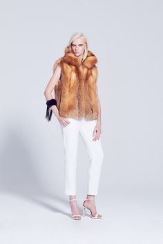 Luxury Faux Fur Spring Coat, Sleeveless Fur Coat With Faux Fur Trim For Fall, Sleeveless Fur Coat With Faux Fur Trim, Sleeveless Faux Fur Coat With Fur Trim, Luxury Sleeveless Outerwear For Fall, Fox Fur Vest, Fur Fashion, Red Fox, Fur Vest