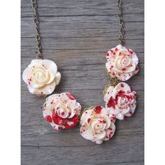 Rose Alice In Wonderland, Vampire Choker, Polymer Necklace, Painting The Roses Red, Red Blood, Painting Accessories, Rose Necklace, Halloween Jewelry, Red Paint