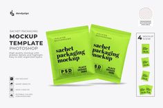 the packaging design for sachet packaging mockup