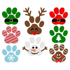 christmas dog paw and snowman cut outs