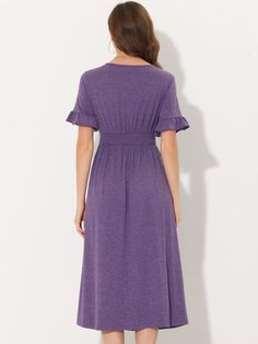 Shop Allegra K for casual button flutter sleeve smocked midi dresses you are looking for, get more women's dresses for yourelf. Order now! Free Returns! Flowy Sundress, Purple Midi Dress, Black Velvet Dress, Tweed Dress, Denim Midi Skirt, Flowy Skirt, Sweet Dress, Women Skirts Midi, Womens Clothing Sizes