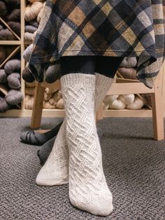 This deliciously textured sock to knit top-down in three sizes (S/M/L) will add a whimsical accent to any outfit. Paired with a skirt, trousers, or jeans, it grabs all the attention; show it off with hi-tops or high heels! Classic sock construction with a flap heel and grafted toe allows the knitter’s attention to focus on the entertaining twist stitch motif, but don’t be afraid to personalize the method for a custom fit or to suit your knitterly preferences. The carved texture has so much depth Hand Knitted Fitted Casual Socks, Casual Hand Knitted Fitted Socks, Casual Fitted Hand Knitted Socks, Casual Hand-knitted Fitted Socks, White Fitted Casual Patterns, Skirt Trousers, The Knitter, Modern Deco, Stockinette Stitch