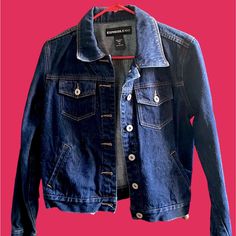 Questions? Leave A Comment Below! Trendy Dark Wash Collared Denim Jacket, Collared Blue Denim Outerwear, Blue Denim Collared Outerwear, Blue Collared Denim Outerwear, Trendy Blue Denim Vest With Snap Buttons, Blue Denim Jacket With Snap Buttons For Streetwear, Blue Denim Jacket With Buttons For Streetwear, Blue Denim Jacket For Streetwear, Trendy Dark Wash Collared Outerwear