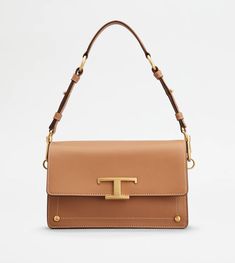 Woman BROWN Shoulder Bag Mini XBWTSIN0100RORPZ9998 | Tods Timeless Shoulder Bag With Brass Hardware, Timeless Crossbody Bag With Brass Hardware, Luxury Shoulder Bag With Brass Hardware, Formal Shoulder Bag With Brass Hardware, Luxury Shoulder Bag With Double Handle And Brass Hardware, Tan Rectangular Shoulder Bag With Branded Hardware, Formal Tote Bag With Brass Hardware, Designer Tan Bag With Branded Hardware, Luxury Crossbody Bags With Brass Hardware