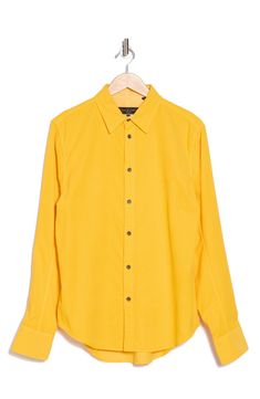 Sized just right for layering, this cotton corduroy shirt heralds the new season with comfort and classic good looks. 30" length; 43 1/2" chest (size Medium) Spread collar Long sleeves with button cuffs 100% cotton Dry clean Imported Yellow Button Up, Yellow Fits, Corduroy Shirt, Yellow Shirt, Preppy Look, Yellow Shirts, Sweaters And Leggings, Short Suit, Comfortable Sandals