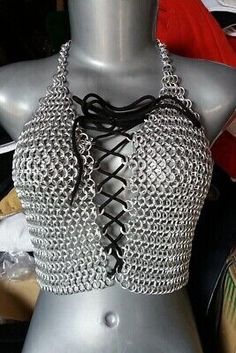 Top Rated NEW FASHION Chainmail Halter, Aluminum Butted Chainmail Hot and Sexy Bra, party, Women's Sexy clothing Chainmail Clothing, Sca Costumes, Metal Bra, Silver Bra, Chainmail Top